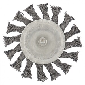 Щетка для дрели, 100 мм, плоская со шпилькой, крученая металлическая проволока Сибртех, арт: 744327