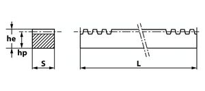 Рейка зубчатая прямозубая: 17x17, L=500 мм, M=1,5 CR27050 TECHNIX, арт: CR27050